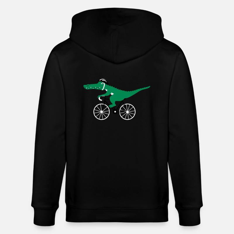 crocodile on bicycle - Stanley/Stella Unisex Bio-Kapuzenjacke CULTIVATOR  - Schwarz