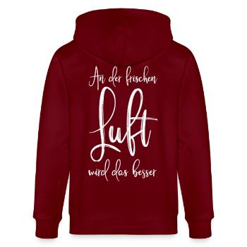 An der frischen Luft wird das besser - Stanley/Stella Unisex Bio-Kapuzenjacke CULTIVATOR  - Burgunderrot - Hinten - Anna (173cm)