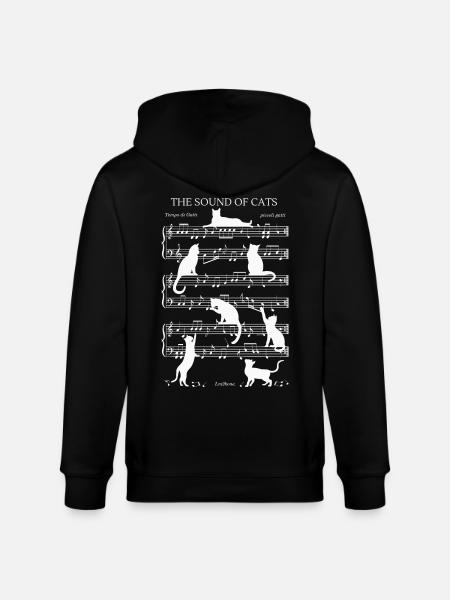 Cats Musical Notes - White Theme - Stanley/Stella CULTIVATOR  Unisex Organic Hooded Jacket - black