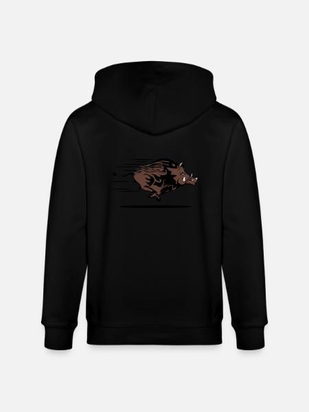 wild boar - Stanley/Stella CULTIVATOR  Unisex Organic Hooded Jacket - black