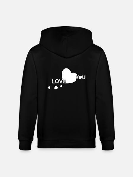 love you white hearts - Stanley/Stella CULTIVATOR Unisex Organic Hooded Jacket - black