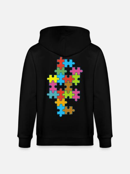 Mehrfarbiges, unvollständiges Puzzle - Stanley/Stella Unisex Bio-Kapuzenjacke CULTIVATOR  - Schwarz