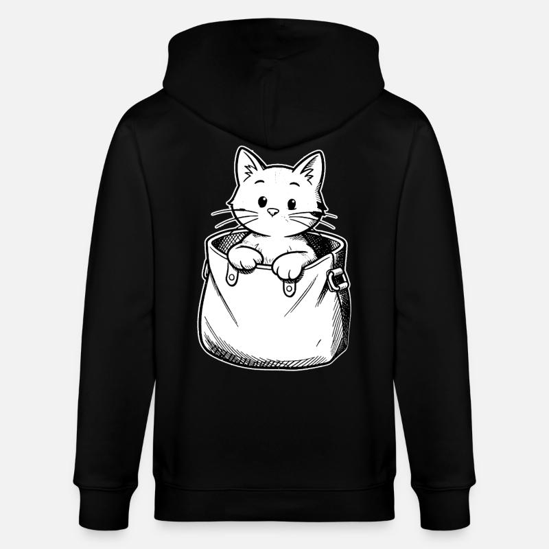 Kätzchen im Beutel Illustration - Stanley/Stella Unisex Bio-Kapuzenjacke CULTIVATOR  - Schwarz