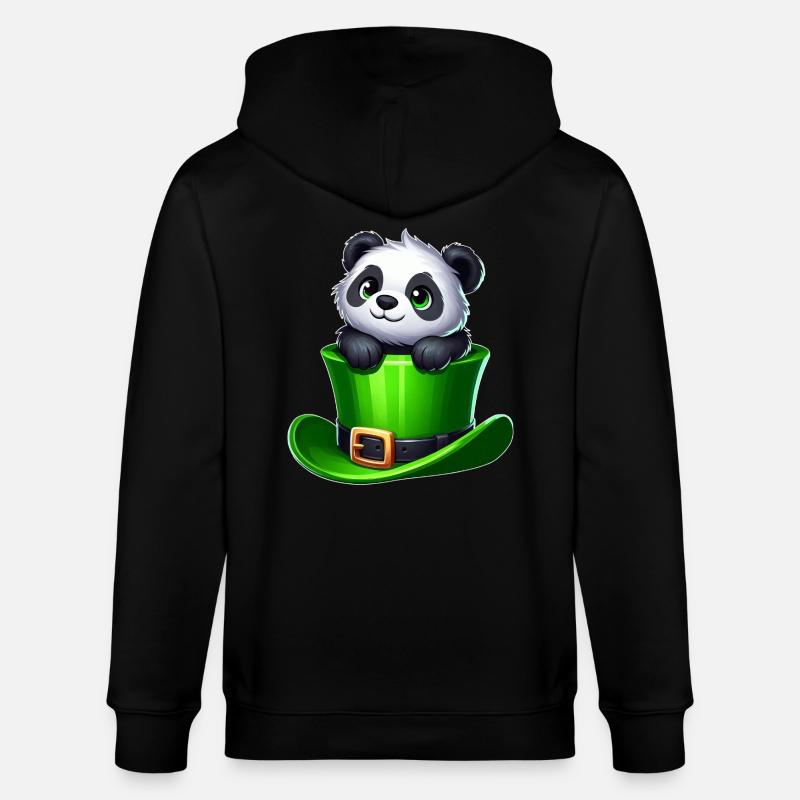 Saint-Patrick Panda Cylindre Trèfle - Veste à capuche bio CULTIVATOR Stanley/Stella Unisexe - noir