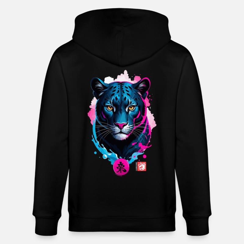Panthère rêve rose bleu - Veste à capuche bio CULTIVATOR Stanley/Stella Unisexe - noir
