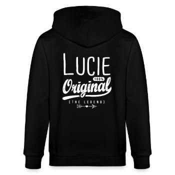 Lucie ORIGINAL shirt personnalisé prénom Lucie - Veste à capuche bio CULTIVATOR Stanley/Stella Unisexe - noir - Dos - Anna (173cm)
