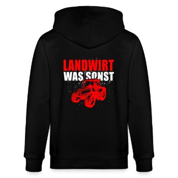 Landwirt was sonst - Stanley/Stella Unisex Bio-Kapuzenjacke CULTIVATOR  - Schwarz - Hinten - Anna (173cm)