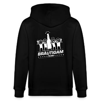 Team Bräutigam Polterhochzeit - Stanley/Stella Unisex Bio-Kapuzenjacke CULTIVATOR  - Schwarz - Hinten - Anna (173cm)