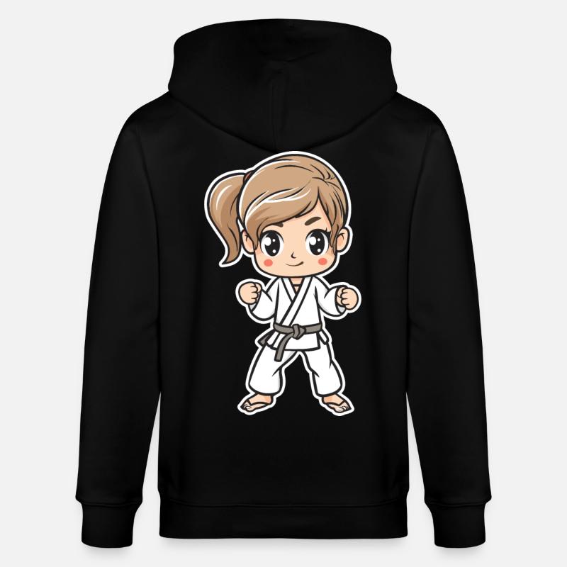 Karate Mädchen Comic - Stanley/Stella Unisex Bio-Kapuzenjacke CULTIVATOR  - Schwarz