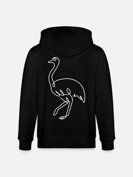 Ostrich Sketch – Elegant Animal Drawing - Stanley/Stella CULTIVATOR Unisex Organic Hooded Jacket - black