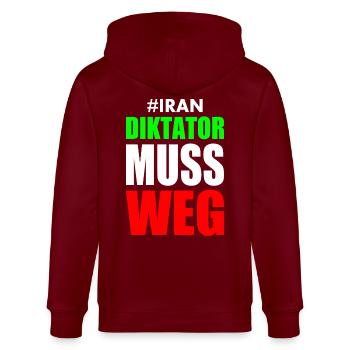 diktator muss weg iran - Stanley/Stella Unisex Bio-Kapuzenjacke CULTIVATOR  - Burgunderrot - Hinten - Anna (173cm)