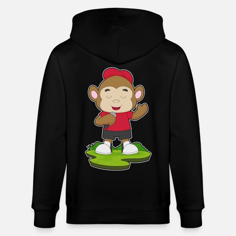 Monkey Singer Microphone - Veste à capuche bio CULTIVATOR Stanley/Stella Unisexe - noir