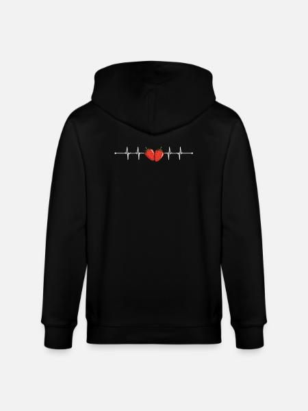 Erdbeer Herzschlag Geschenk - Stanley/Stella Unisex Bio-Kapuzenjacke CULTIVATOR  - Schwarz