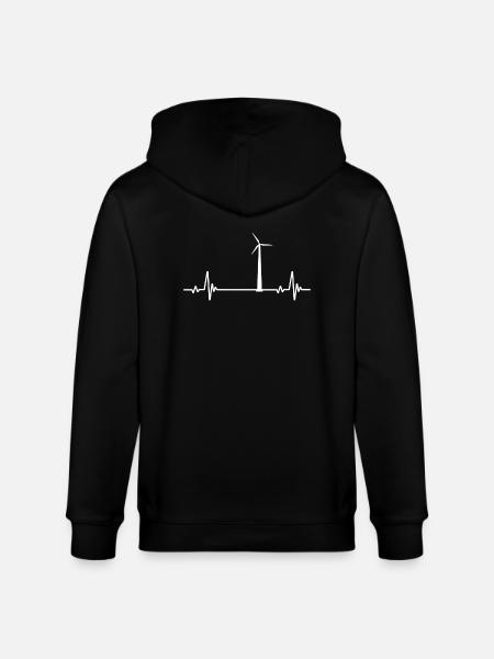 Wind turbine Herzschlag - Stanley/Stella CULTIVATOR Unisex Organic Hooded Jacket - black
