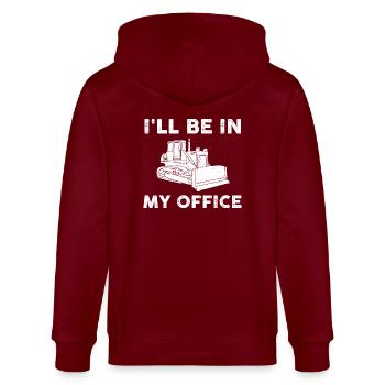 Funny Bulldozer T-Shirt - Stanley/Stella CULTIVATOR  Unisex Organic Hooded Jacket - burgundy - Back - Anna (173cm)