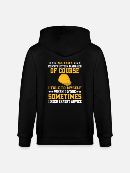 Funny construction manager shirt - Stanley/Stella CULTIVATOR Unisex Organic Hooded Jacket - black