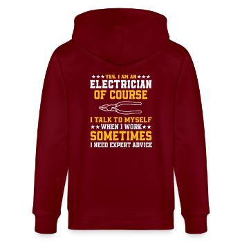 Drôle de chemise d’électricien - Veste à capuche bio CULTIVATOR Stanley/Stella Unisexe - bordeaux - Dos - Anna (173cm)