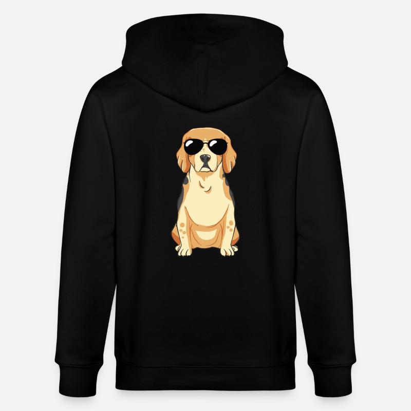 Beagle Welpe Mit Sonnebrille - Stanley/Stella Unisex Bio-Kapuzenjacke CULTIVATOR  - Schwarz