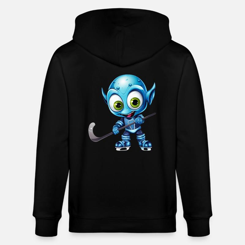 Schimpanse Eishockeyspieler: Dynamisches - Stanley/Stella Unisex Bio-Kapuzenjacke CULTIVATOR  - Schwarz