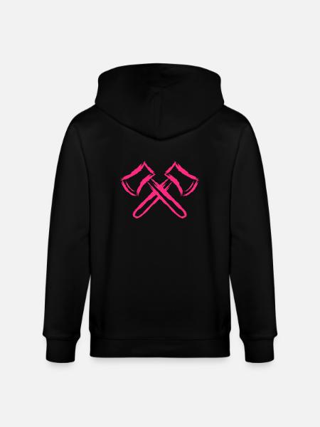 Bijl symbool gekruiste assen roze - Stanley/Stella Uniseks bio-ziphoodie CULTIVATOR - zwart