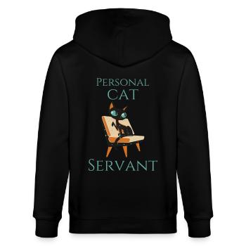 Personal Cat Servant Funny Black Cat - Stanley/Stella CULTIVATOR  Unisex Organic Hooded Jacket - black - Back - Anna (173cm)