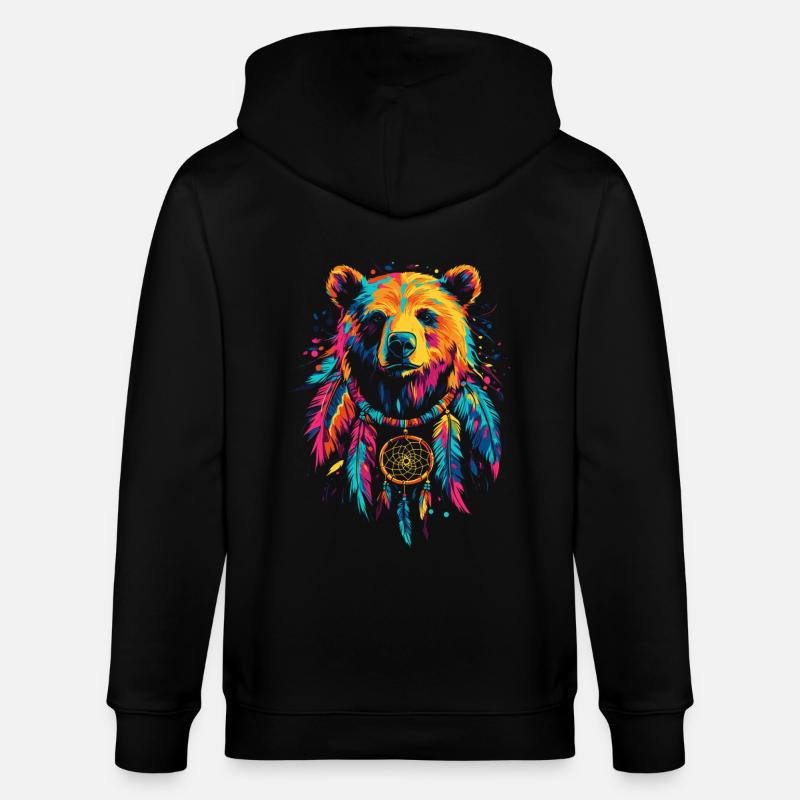 Bär mit Traumfänger - Stanley/Stella Unisex Bio-Kapuzenjacke CULTIVATOR  - Schwarz