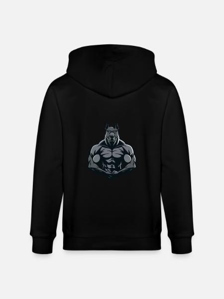 Great Dane Dog Muscles Bodybuilding - Stanley/Stella CULTIVATOR Unisex Organic Hooded Jacket - black