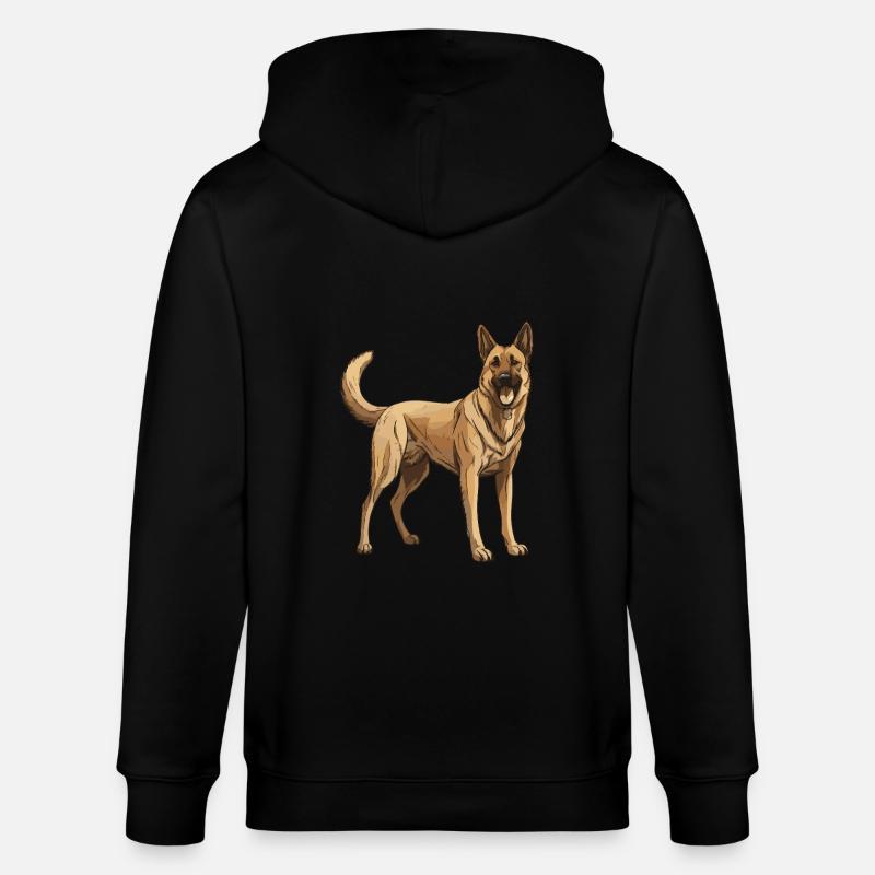 Schäferhund Hund - Stanley/Stella Unisex Bio-Kapuzenjacke CULTIVATOR  - Schwarz