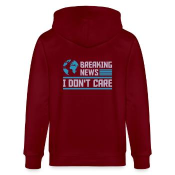 Breaking news don't care - Stanley/Stella CULTIVATOR  Unisex Organic Hooded Jacket - burgundy - Back - Anna (173cm)