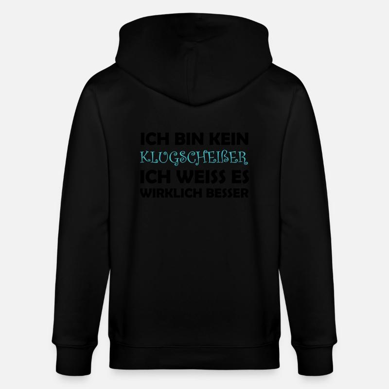 bin_kein_klugscheisser_02 - Stanley/Stella Unisex Bio-Kapuzenjacke CULTIVATOR  - Schwarz