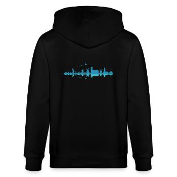 Skyline - Föhr - Stanley/Stella Unisex Bio-Kapuzenjacke CULTIVATOR  - Schwarz - Hinten - Anna (173cm)