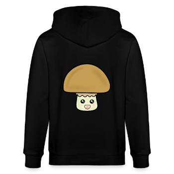 Pilz Champignon cute mit Gesicht - Stanley/Stella Unisex Bio-Kapuzenjacke CULTIVATOR  - Schwarz - Hinten - Anna (173cm)
