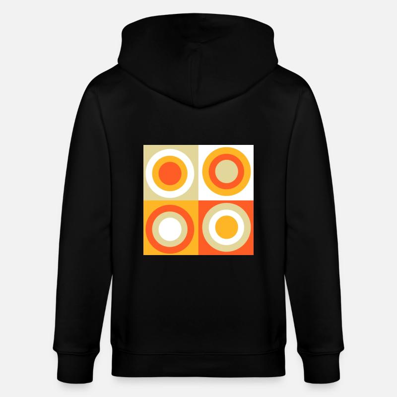 70s Pattern Circles Squiggle - Stanley/Stella CULTIVATOR  Unisex Organic Hooded Jacket - black