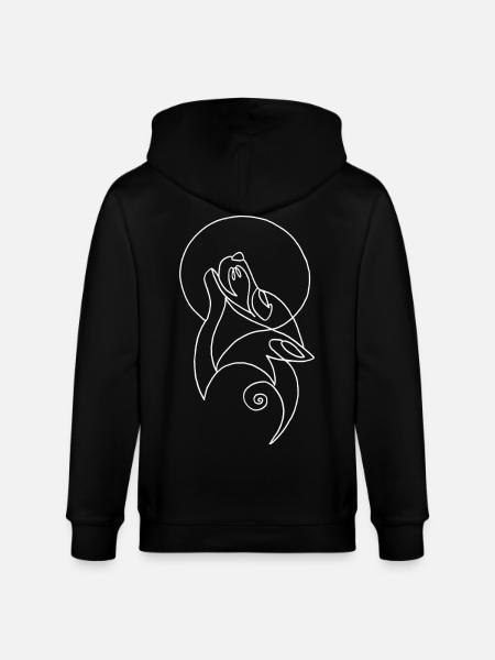 Sketch of the white wolf - Stanley/Stella CULTIVATOR Unisex Organic Hooded Jacket - black