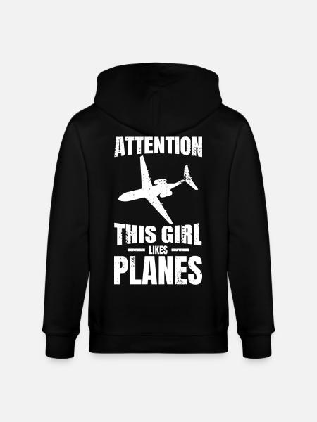 This girl likes airplanes - Stanley/Stella CULTIVATOR  Unisex Organic Hooded Jacket - black