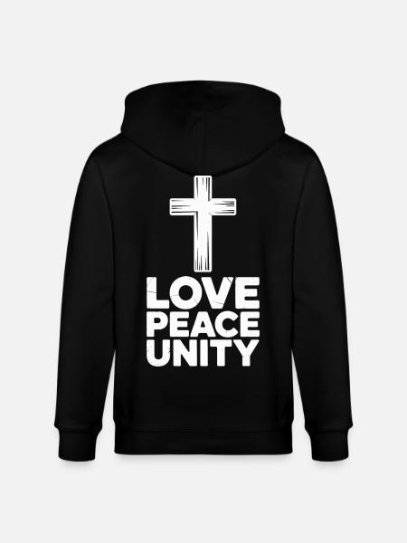 Love, Peace, Unity, Cross, Spirituality - Stanley/Stella CULTIVATOR  Unisex Organic Hooded Jacket - black