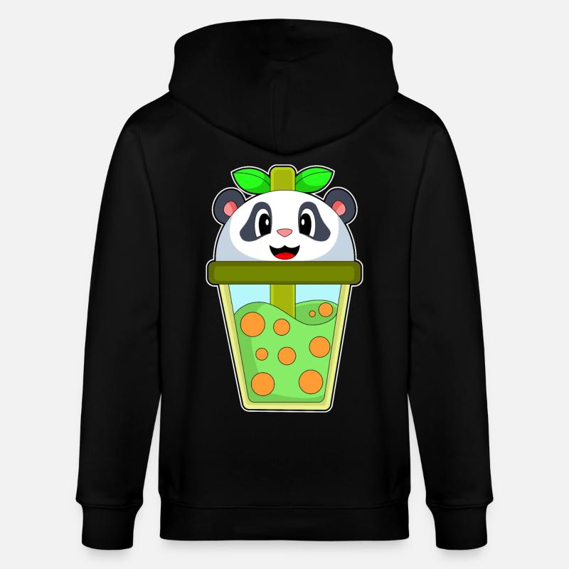 Panda Bubble Tea - Veste à capuche bio CULTIVATOR Stanley/Stella Unisexe - noir