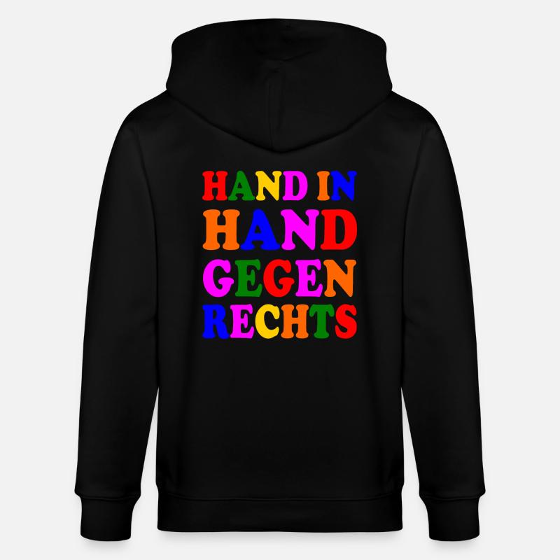 Gegen rechts - Stanley/Stella Unisex Bio-Kapuzenjacke CULTIVATOR  - Schwarz