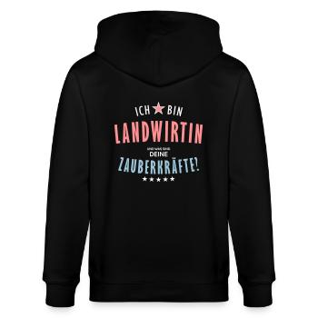 Landwirtin Beruf - Geschenk - Stanley/Stella Unisex Bio-Kapuzenjacke CULTIVATOR  - Schwarz - Hinten - Anna (173cm)