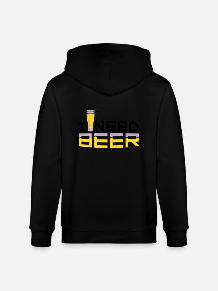 I Need Beer - Stanley/Stella CULTIVATOR Unisex Organic Hooded Jacket - black