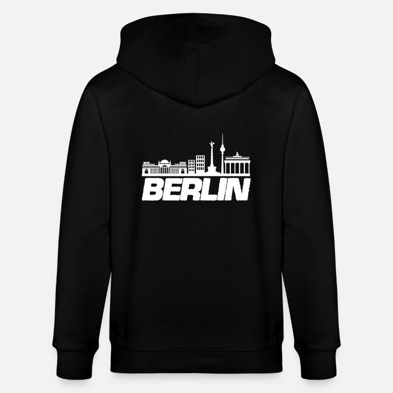 berlin skyline 1 - Stanley/Stella Unisex Bio-Kapuzenjacke CULTIVATOR  - Schwarz