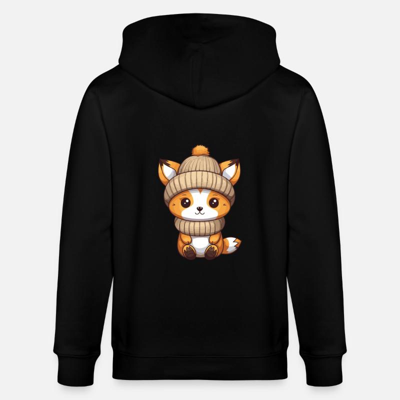 Fuchs Winter Comic - Stanley/Stella Unisex Bio-Kapuzenjacke CULTIVATOR  - Schwarz