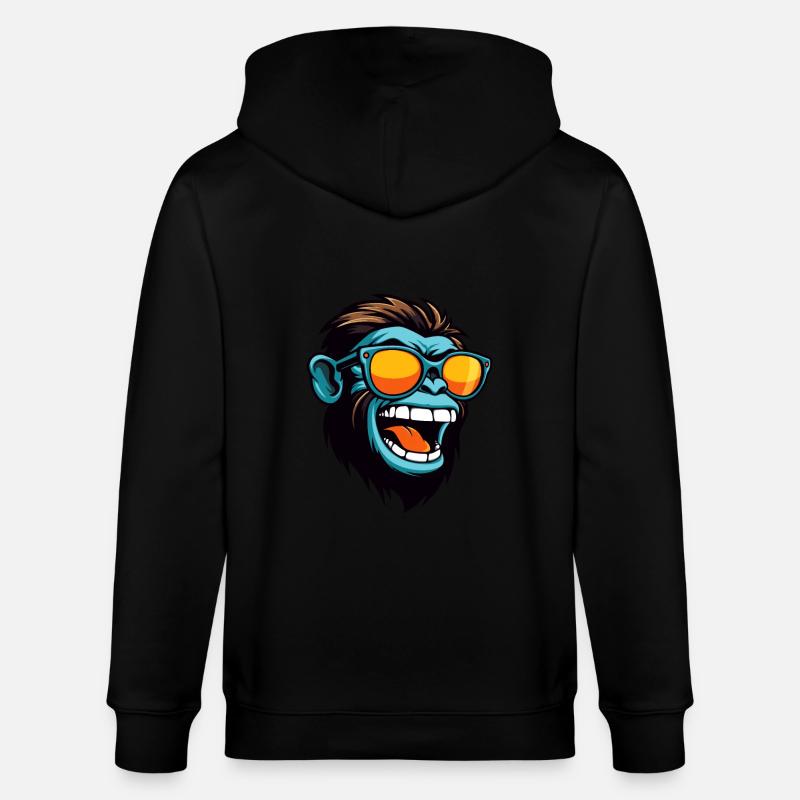 Affe Kopf Porträt Cool - Stanley/Stella Unisex Bio-Kapuzenjacke CULTIVATOR  - Schwarz