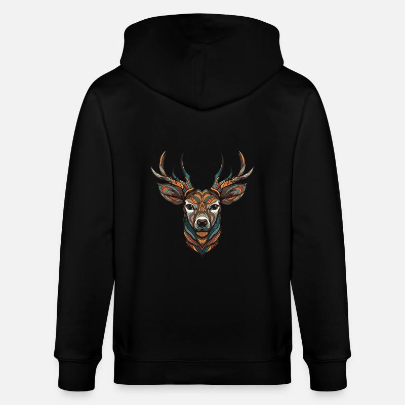 Portrait de cerf - Veste à capuche bio CULTIVATOR Stanley/Stella Unisexe - noir