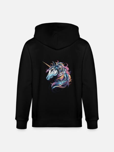 Einhorn Porträt - Stanley/Stella Unisex Bio-Kapuzenjacke CULTIVATOR - Schwarz