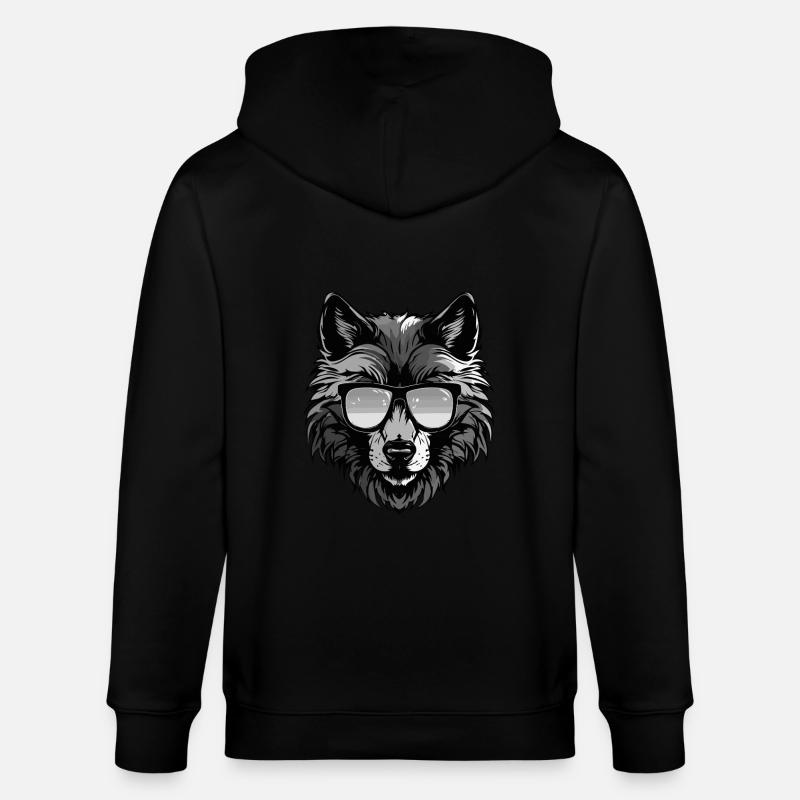 Wolf Kopf Porträt Cool - Stanley/Stella Unisex Bio-Kapuzenjacke CULTIVATOR  - Schwarz