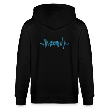 Frequenz Konsole Retro Controller - Stanley/Stella Unisex Bio-Kapuzenjacke CULTIVATOR  - Schwarz - Hinten - Anna (173cm)