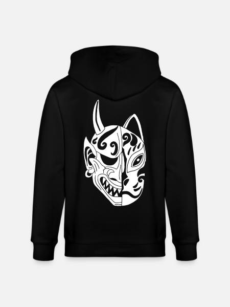 Japanese White Demon Cat - Stanley/Stella CULTIVATOR Unisex Organic Hooded Jacket - black