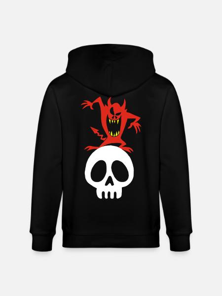 Demon on a Skull - Stanley/Stella CULTIVATOR  Unisex Organic Hooded Jacket - black