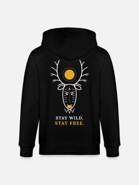 Wildhirsch mit goldenem Kreis - Stanley/Stella Unisex Bio-Kapuzenjacke CULTIVATOR  - Schwarz